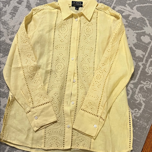 J. Crew Tops - J.Crew Light Yellow Eyelet Blouse